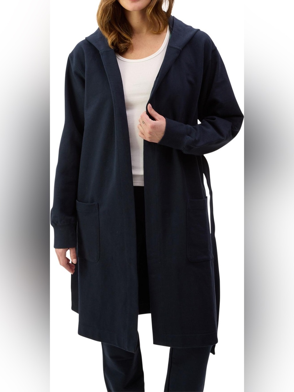 VALLIER Ossington II Hooded Robe Unisex Size S/M Black Housecoat